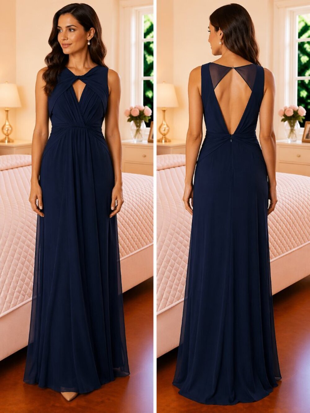 Badgley Mischka Navy Petunia Gown $795